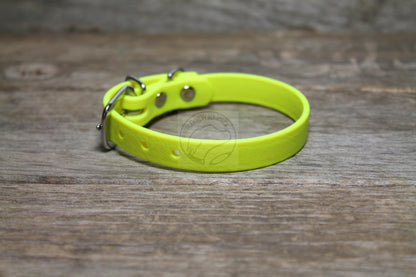 Neon Yellow Biothane Small Dog Collar - 1/2" (12mm) wide