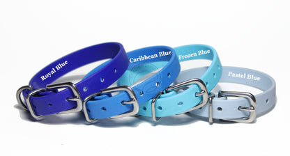 Caribbean Blue Biothane Small Dog Collar - 1/2" (12mm) wide