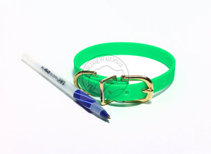 Neon Apple Green Biothane Small Dog Collar - 1/2" (12mm) wide