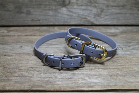 Stormy Gray or Grey Biothane Small Dog Collar - 1/2" (12mm) wide