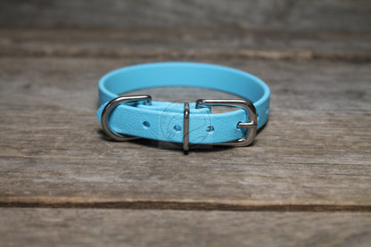 Frozen Blue Biothane Small Dog Collar - 1/2" (12mm) wide