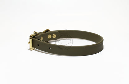 Olive Green Biothane Dog Collar - 3/4" (20mm) wide