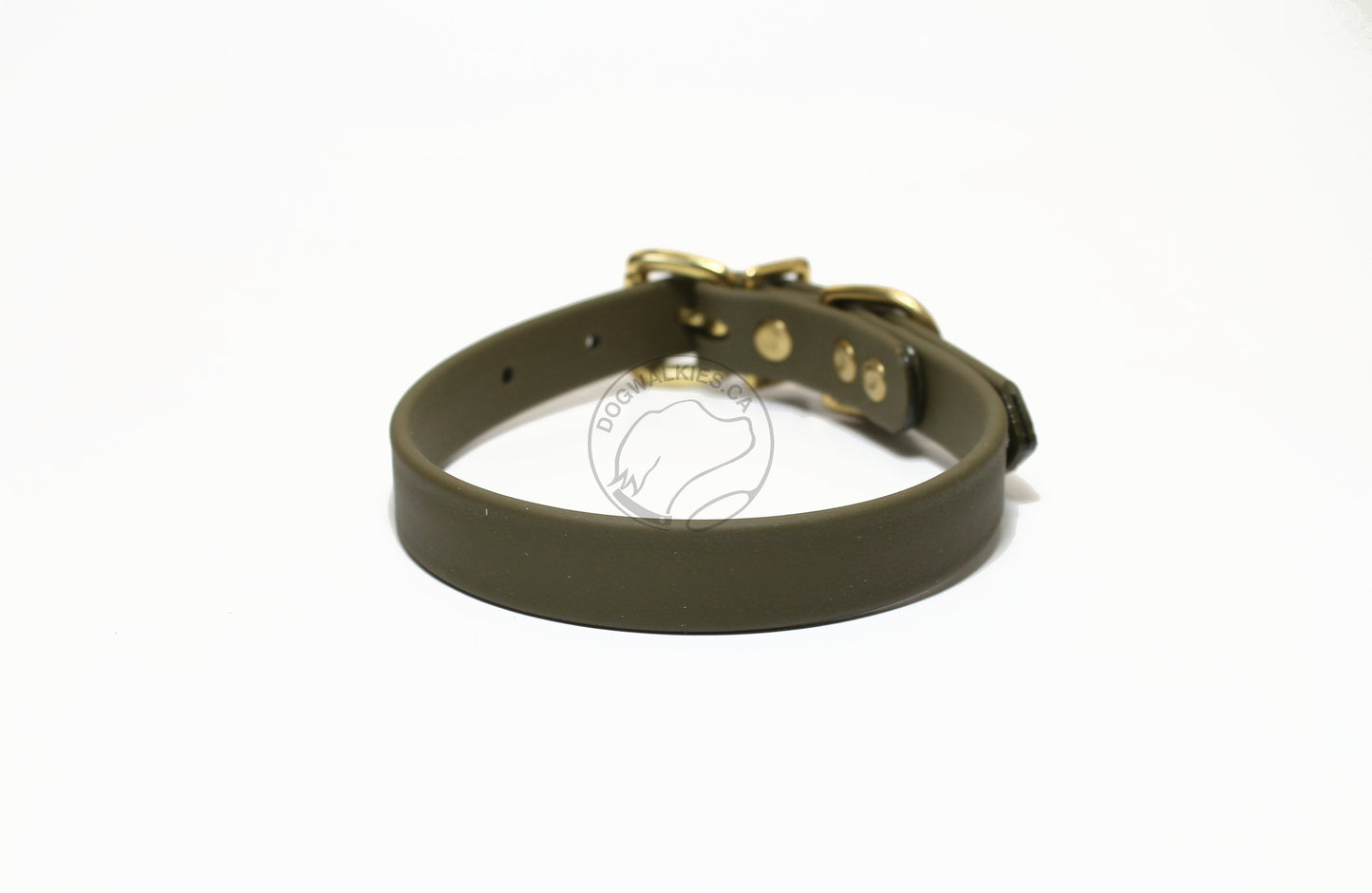 Olive Green Biothane Dog Collar - 3/4" (20mm) wide