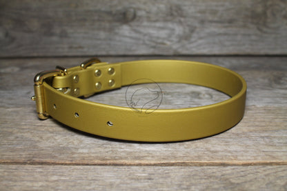 Gold Biothane Dog Collar - 1 inch (25mm) wide - Discontinued