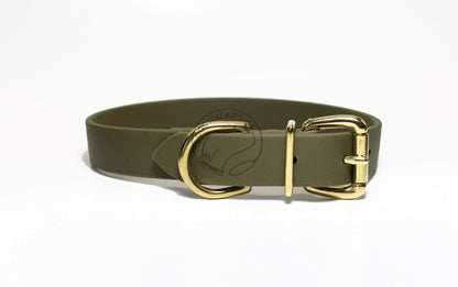 Olive Green Biothane Dog Collar - 1 inch (25mm) wide