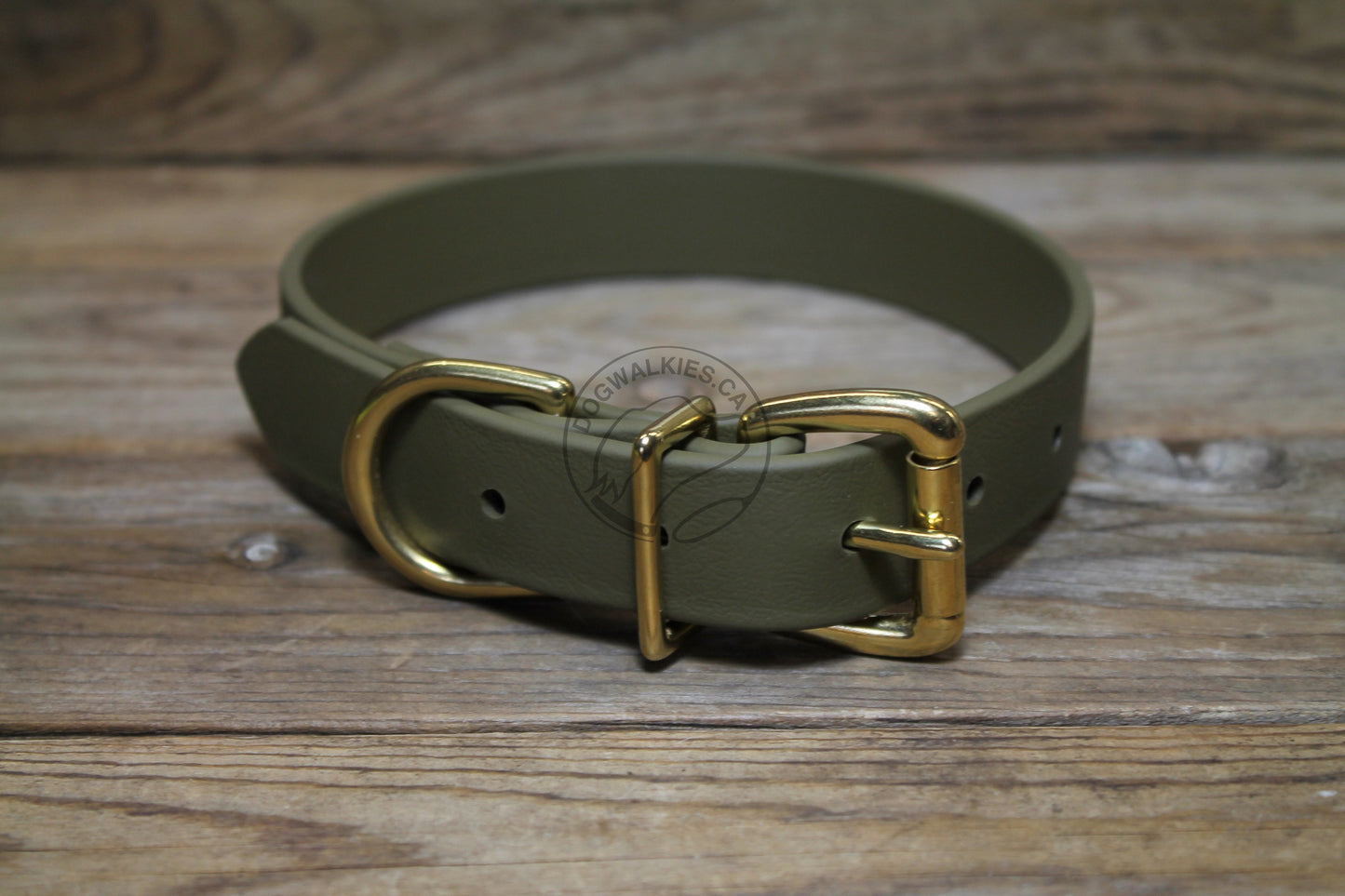 Olive Green Biothane Dog Collar - 1 inch (25mm) wide