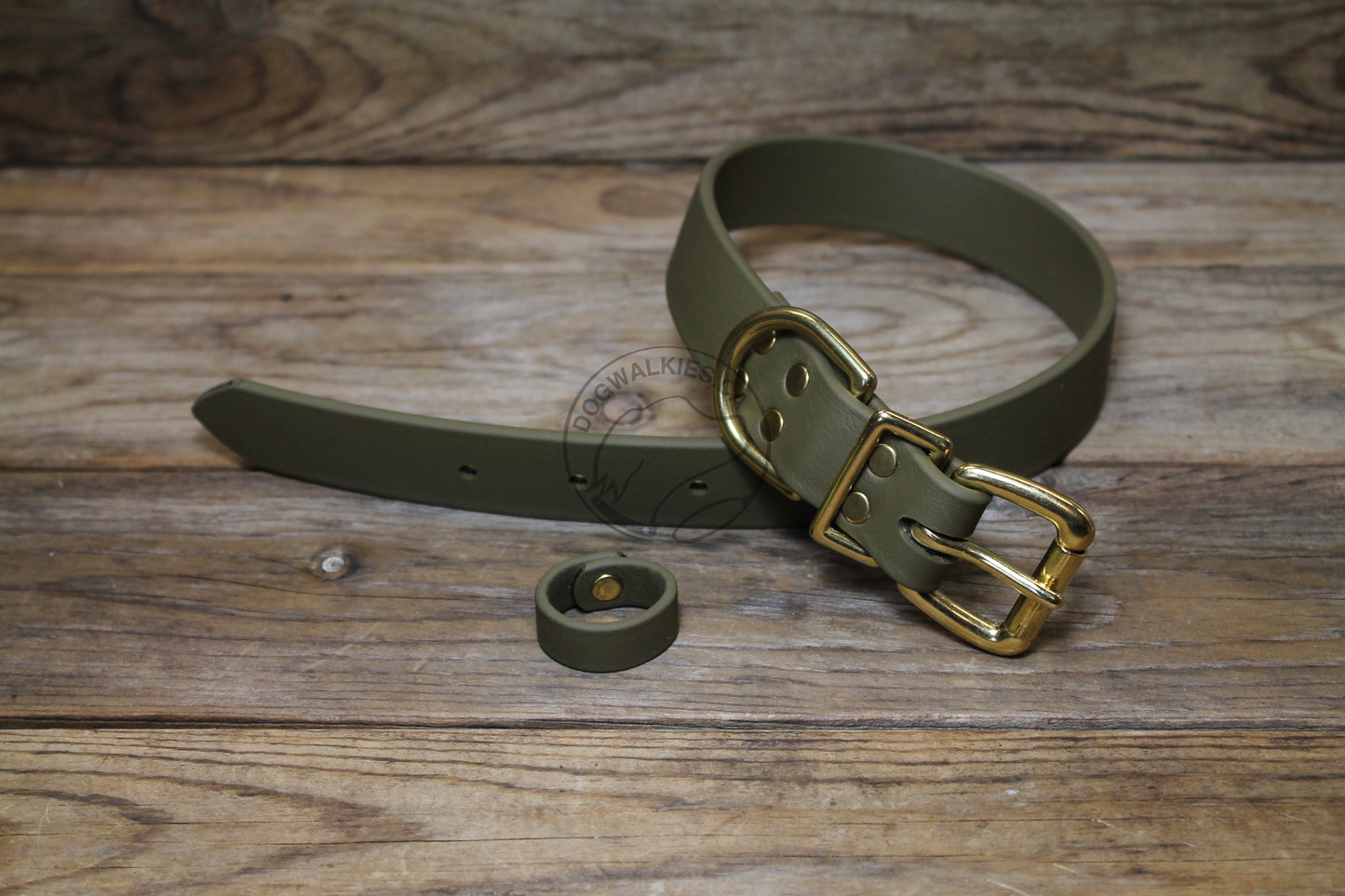 Olive Green Biothane Dog Collar - 1 inch (25mm) wide