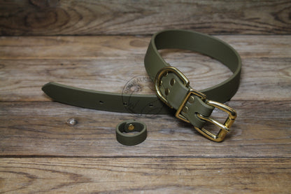Olive Green Biothane Dog Collar - 1 inch (25mm) wide
