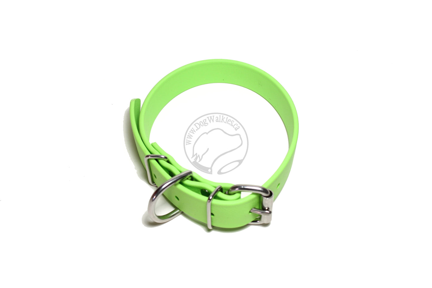 Lime Green Biothane Dog Collar - 1 inch (25mm) wide