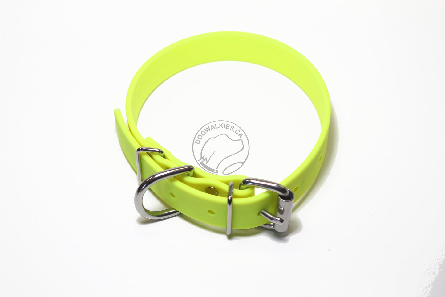 Neon Yellow Biothane Dog Collar - 1 inch (25mm) wide