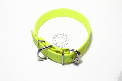 Neon Yellow Biothane Dog Collar - 1 inch (25mm) wide