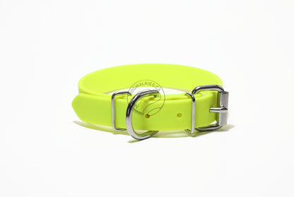 Neon Yellow Biothane Dog Collar - 1 inch (25mm) wide
