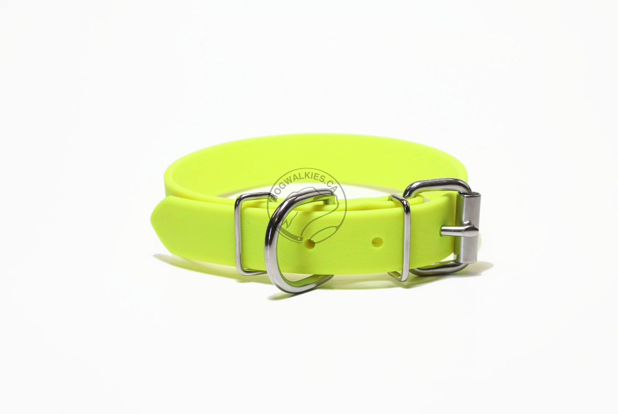Neon Yellow Biothane Dog Collar - 1 inch (25mm) wide