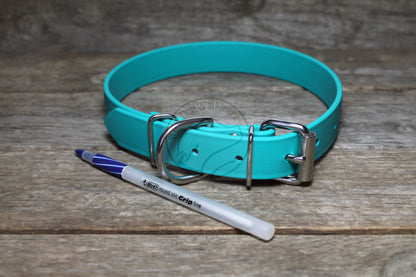 Teal Biothane Dog Collar - 1 inch (25mm) wide