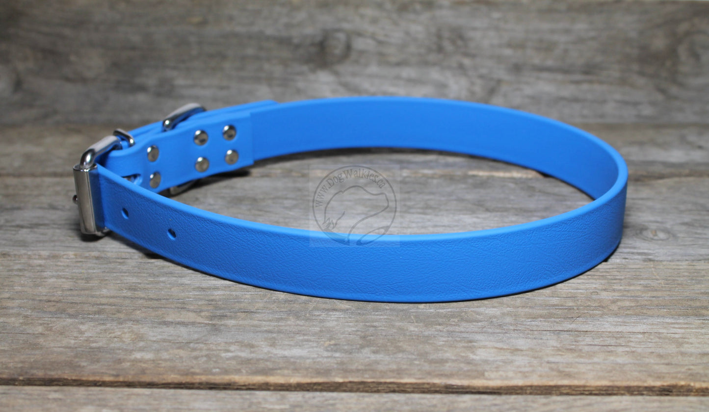 Caribbean Blue Biothane Dog Collar - 1 inch (25mm) wide
