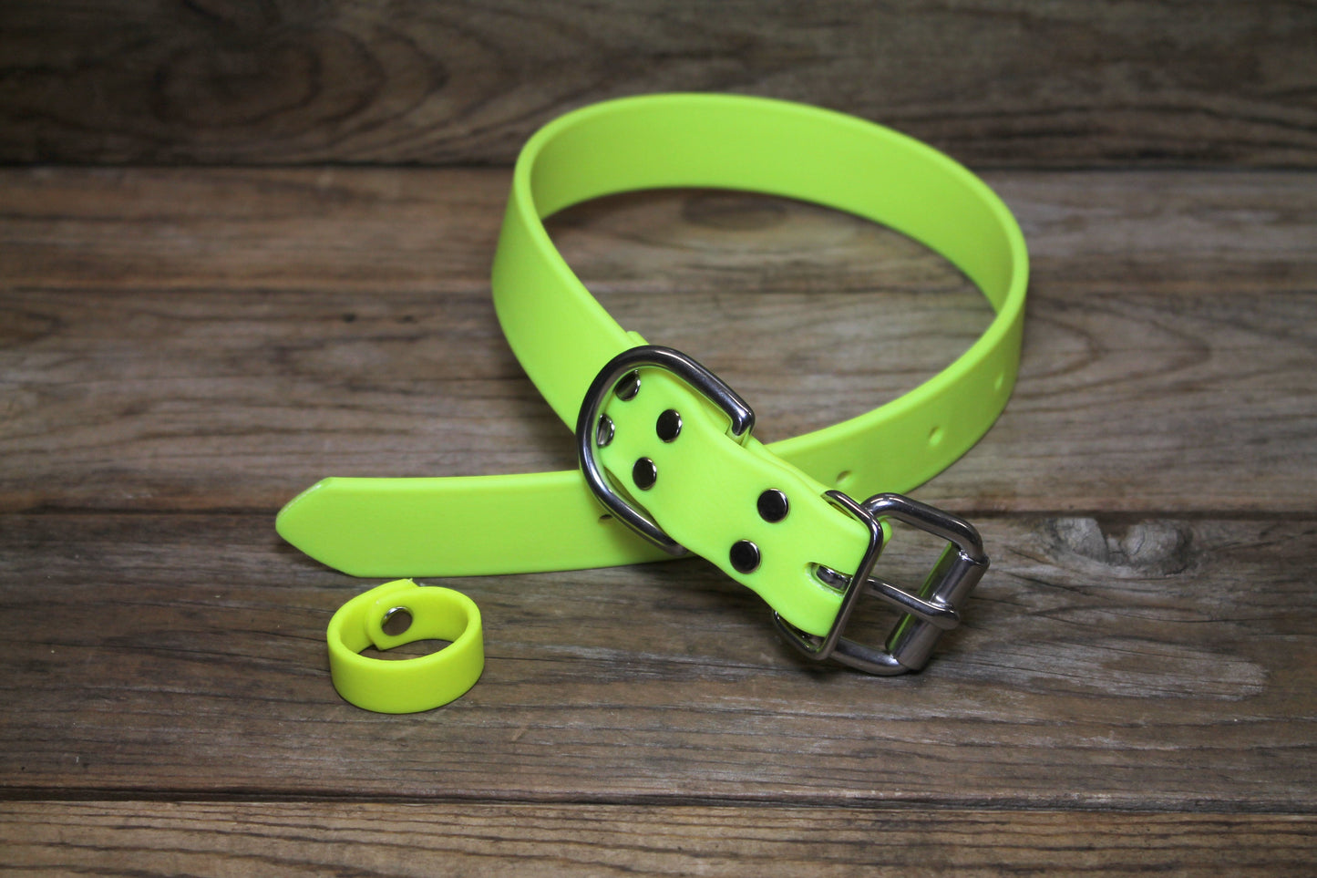 Neon Yellow Biothane Dog Collar - 1 inch (25mm) wide