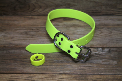 Neon Yellow Biothane Dog Collar - 1 inch (25mm) wide