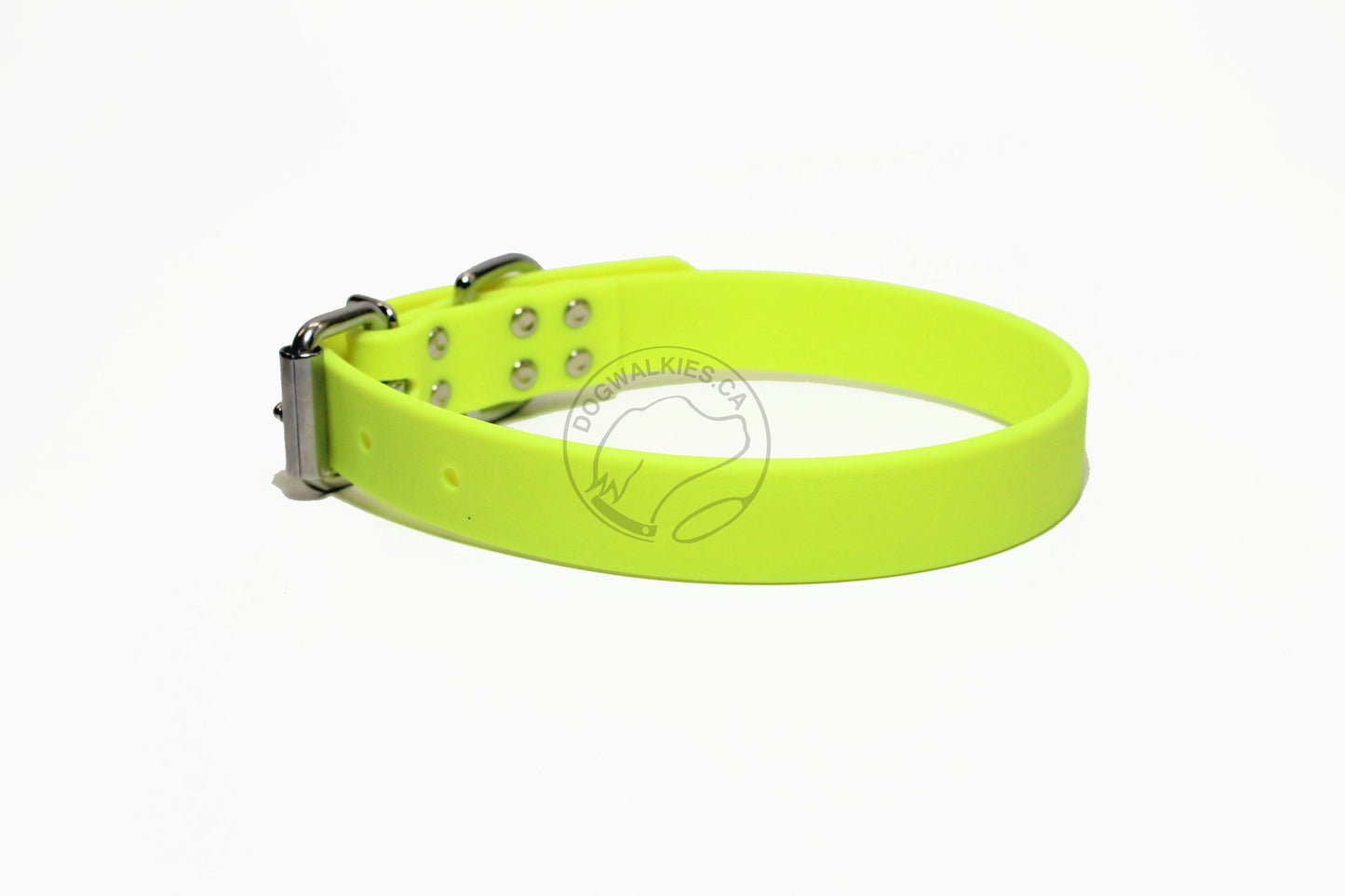 Neon Yellow Biothane Dog Collar - 1 inch (25mm) wide