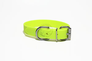 Neon Yellow Biothane Dog Collar - 1 inch (25mm) wide