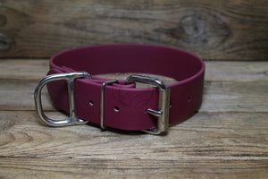 Wine Merlot Biothane Dog Collar - Extra Wide - 1.5 inch (38mm) wide