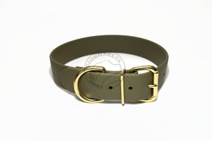 Olive Green Biothane Dog Collar - Extra Wide - 1.5 inch (38mm) wide