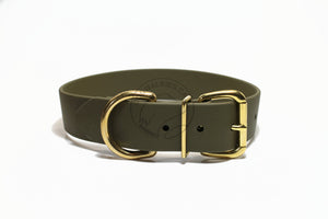 Olive Green Biothane Dog Collar - Extra Wide - 1.5 inch (38mm) wide