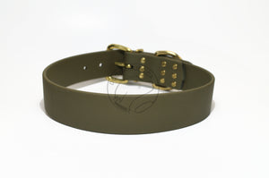 Olive Green Biothane Dog Collar - Extra Wide - 1.5 inch (38mm) wide