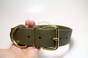 Olive Green Biothane Dog Collar - Extra Wide - 1.5 inch (38mm) wide