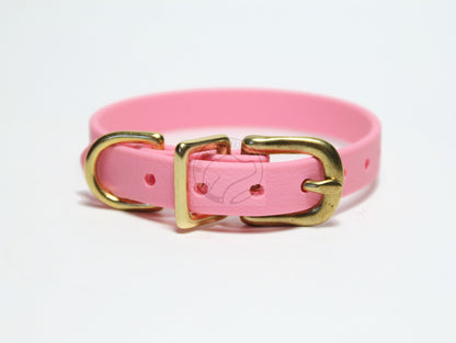 Bubblegum Pink Biothane Small Dog Collar - 1/2" (12mm) wide