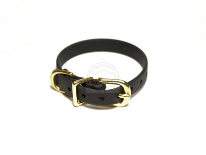 Jet Black Biothane Small Dog Collar - 1/2" (12mm) wide