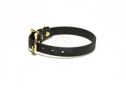 Jet Black Biothane Small Dog Collar - 1/2" (12mm) wide