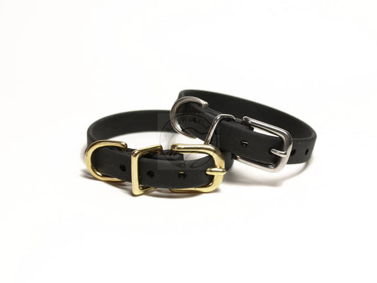 Jet Black Biothane Small Dog Collar - 1/2" (12mm) wide