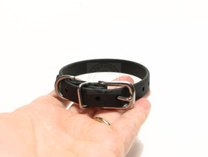 Jet Black Biothane Small Dog Collar - 1/2" (12mm) wide