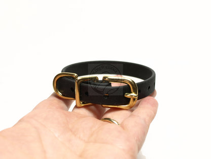 Jet Black Biothane Small Dog Collar - 1/2" (12mm) wide