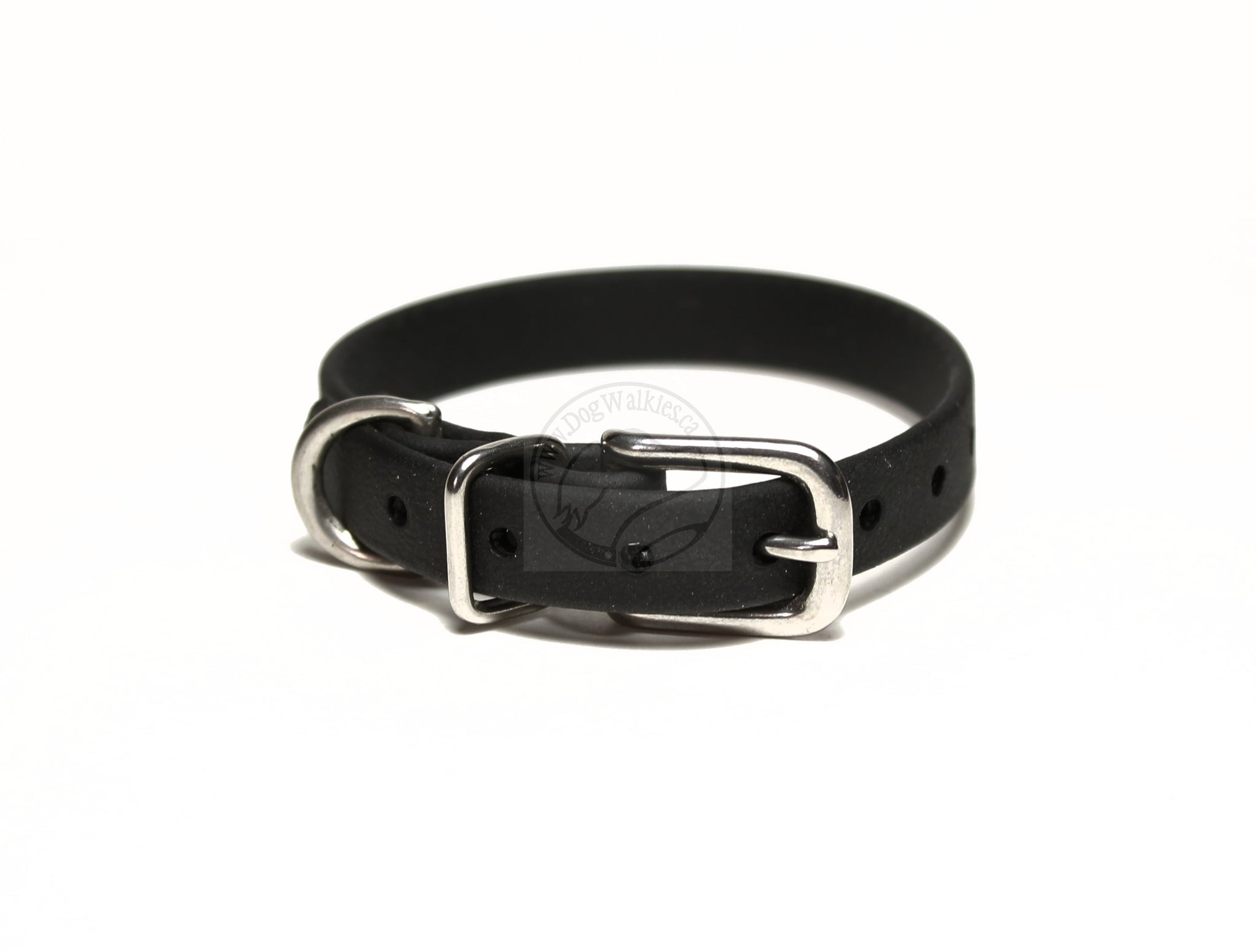Jet Black Biothane Small Dog Collar - 1/2" (12mm) wide
