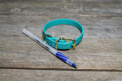 Teal Biothane Small Dog Collar - 1/2" (12mm) wide