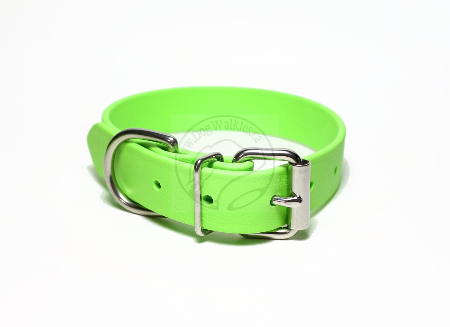 Lime Green Biothane Dog Collar - 1 inch (25mm) wide