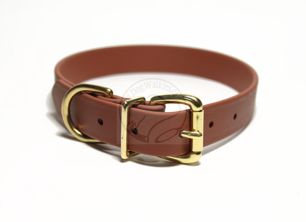 Milk Chocolate Brown Biothane Dog Collar - 1 inch (25mm) wide