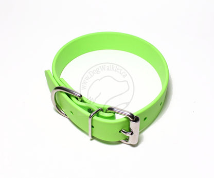Lime Green Biothane Dog Collar - 1 inch (25mm) wide