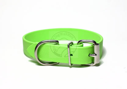 Lime Green Biothane Dog Collar - 1 inch (25mm) wide