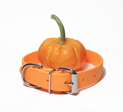 Bright Pumpkin Orange Biothane Dog Collar - 1 inch (25mm) wide