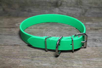 Neon Apple Green Biothane Dog Collar - 1 inch (25mm) wide