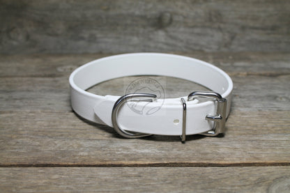 Snow White Biothane Dog Collar - 1 inch (25mm) wide