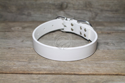 Snow White Biothane Dog Collar - 1 inch (25mm) wide