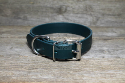 Pine Green Biothane Dog Collar - 1 inch (25mm) wide