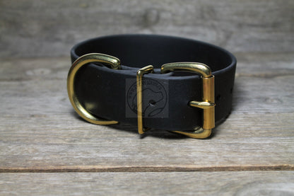 Jet Black Biothane Dog Collar - Extra Wide - 1.5 inch (38mm) wide