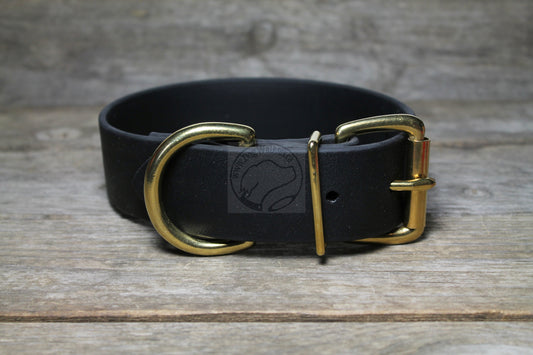 Jet Black Biothane Dog Collar - Extra Wide - 1.5 inch (38mm) wide