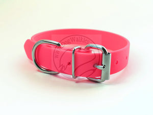 Neon Pink Biothane Dog Collar - 1 inch (25mm) wide