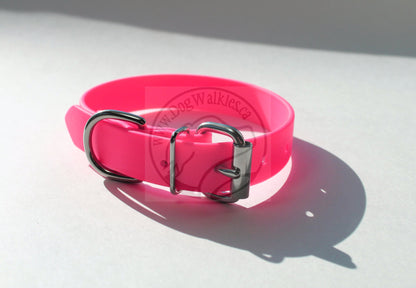Neon Pink Biothane Dog Collar - 1 inch (25mm) wide