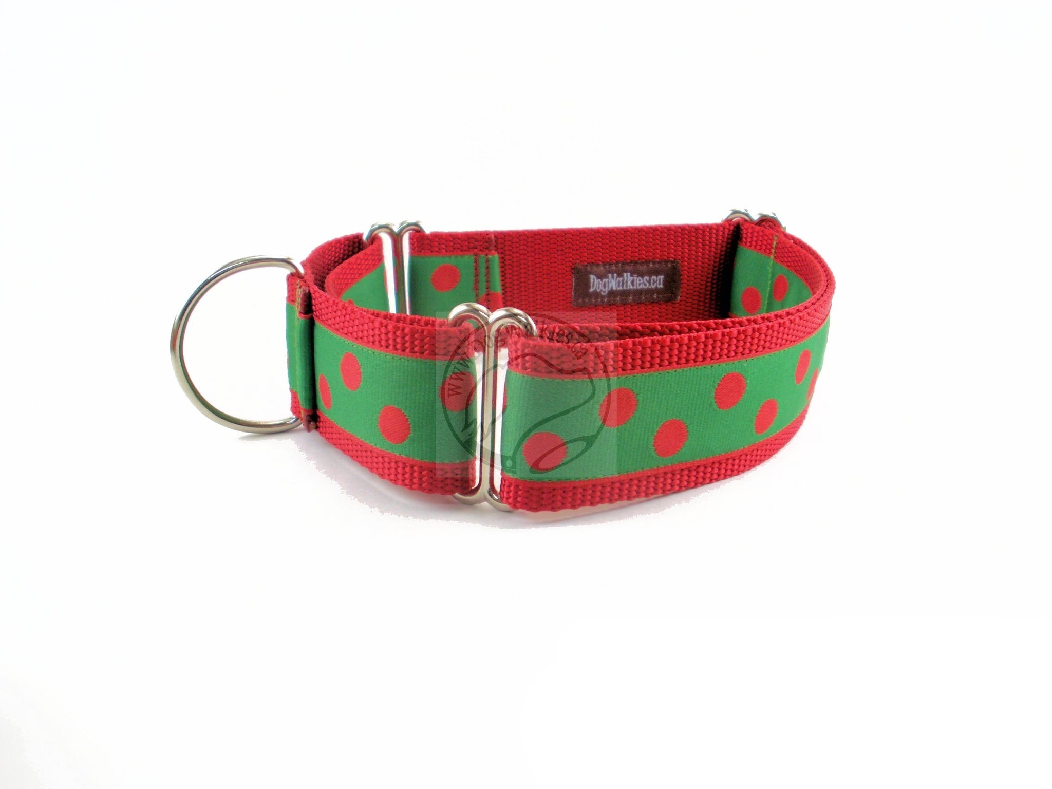 Red and Green Elf Dots - dog collar